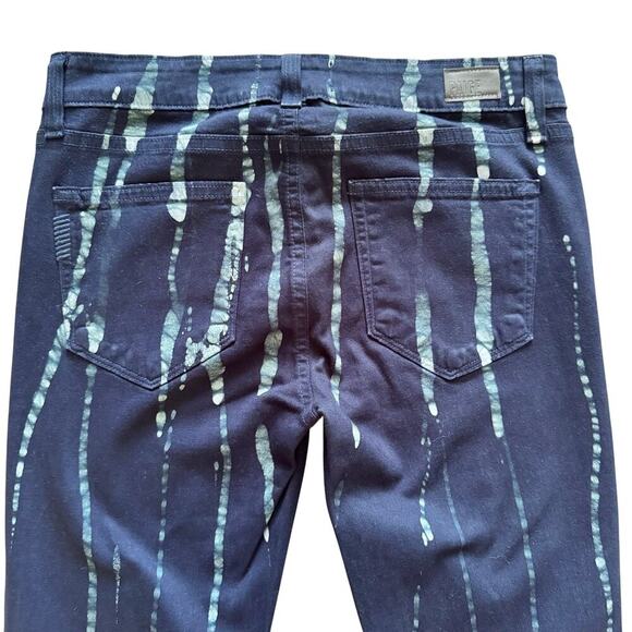 Paige Jeans Womens 27 Blue Verdugo Ultra Skinny Drip Print Stretch Denim Pants - Picture 7 of 14
